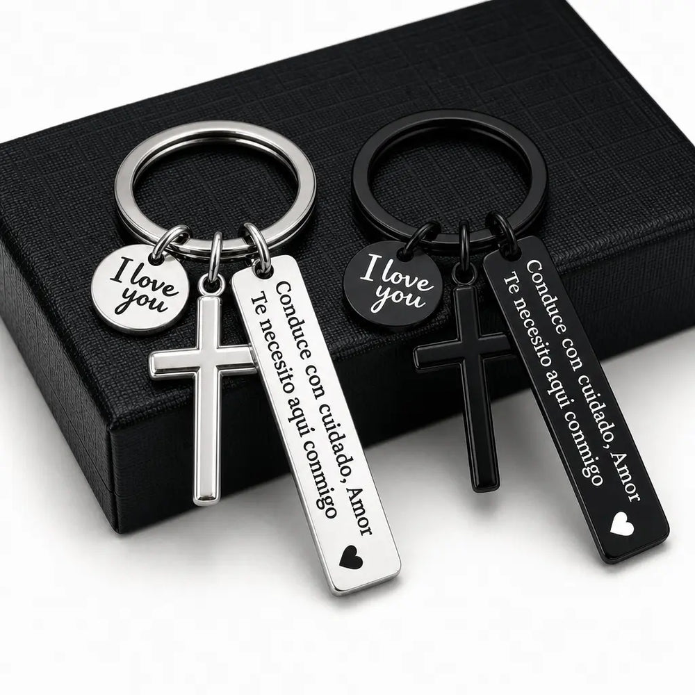 HOLDNEAR Custom Stainless Steel Pendant Keyring with Personalized Initial for Car Keys, 'Drive Safe' Engraving