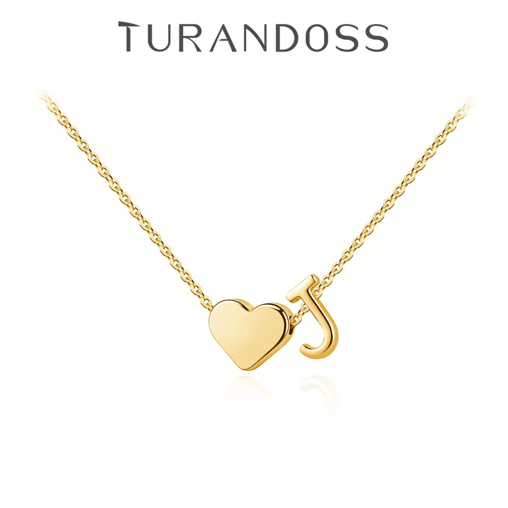 Turandoss Women's Dainty Golden Heart Initial Necklace