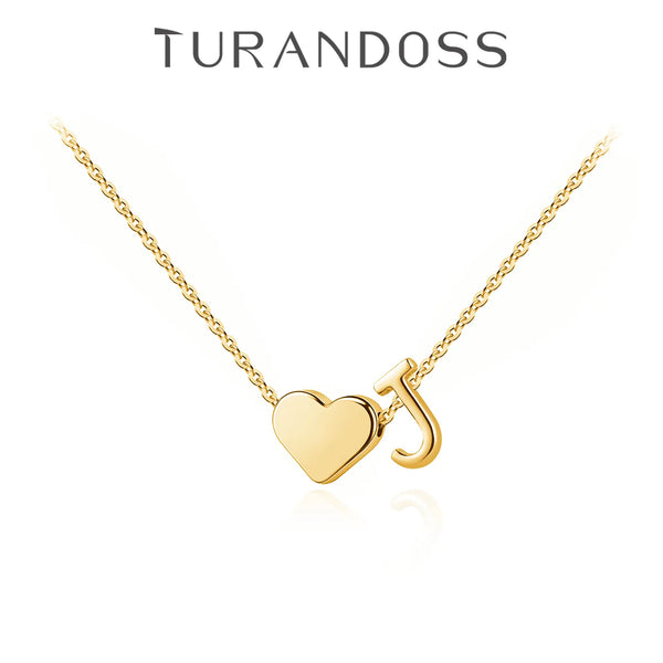 Turandoss Women's Dainty Golden Heart Initial Necklace