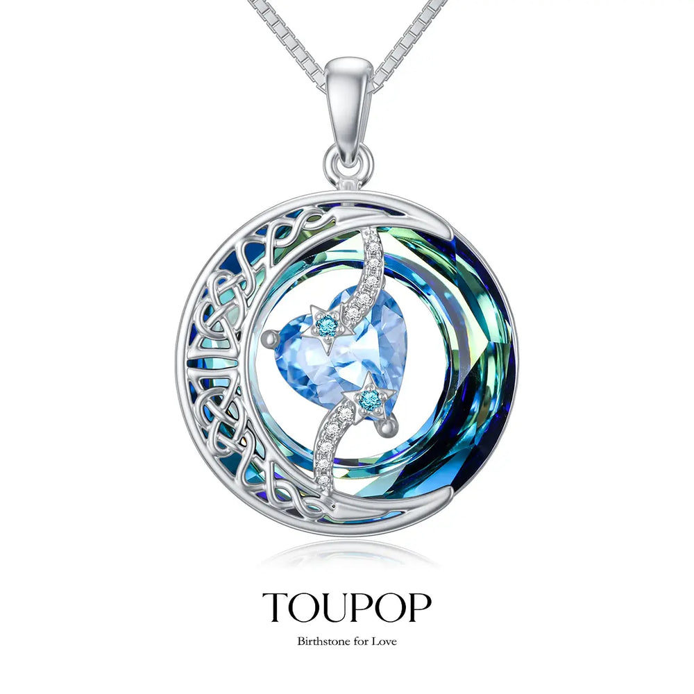 TOUPOP Women's Moon Star Birthstone Pendant Necklace