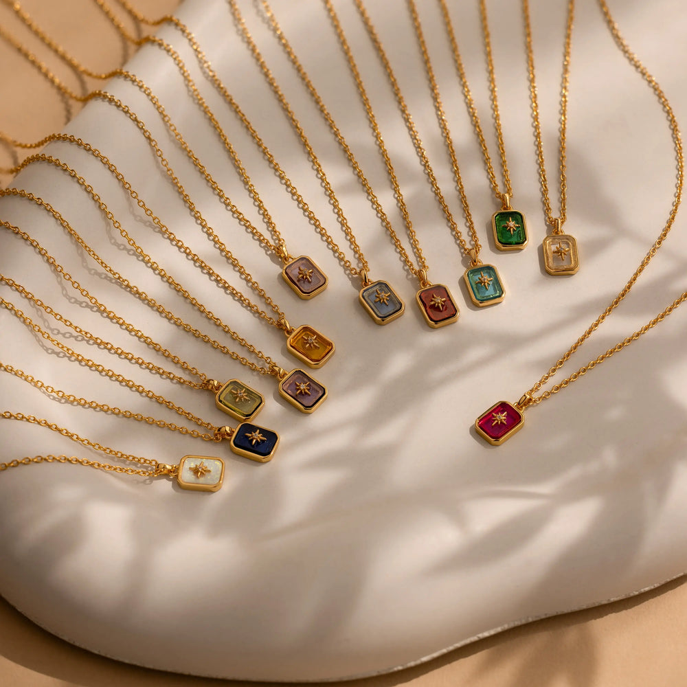 North Star Birthstone Necklace by Caitlyn Minimalist
