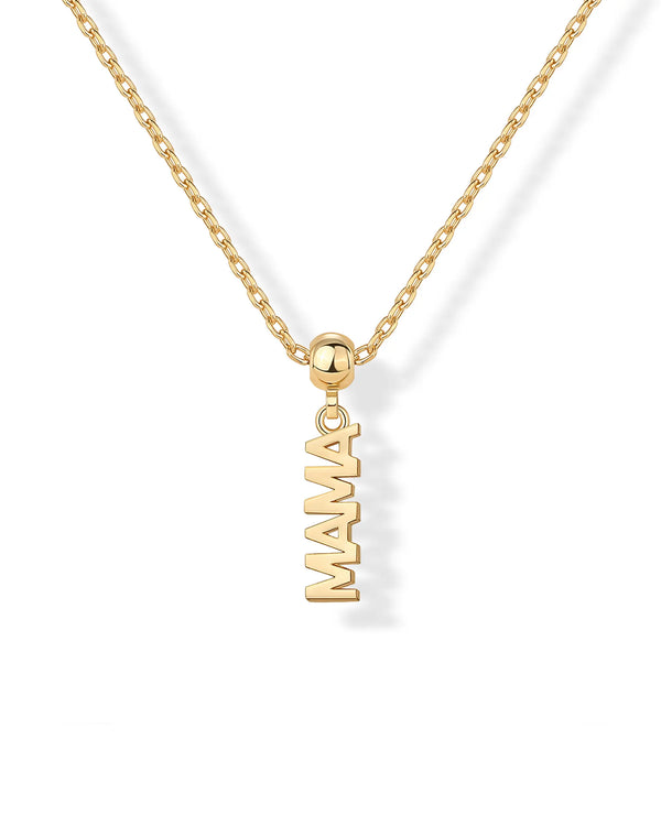PAVOI 14K Gold Plated Dainty Dog Tag Charm Pendant Mom Necklace for Women
