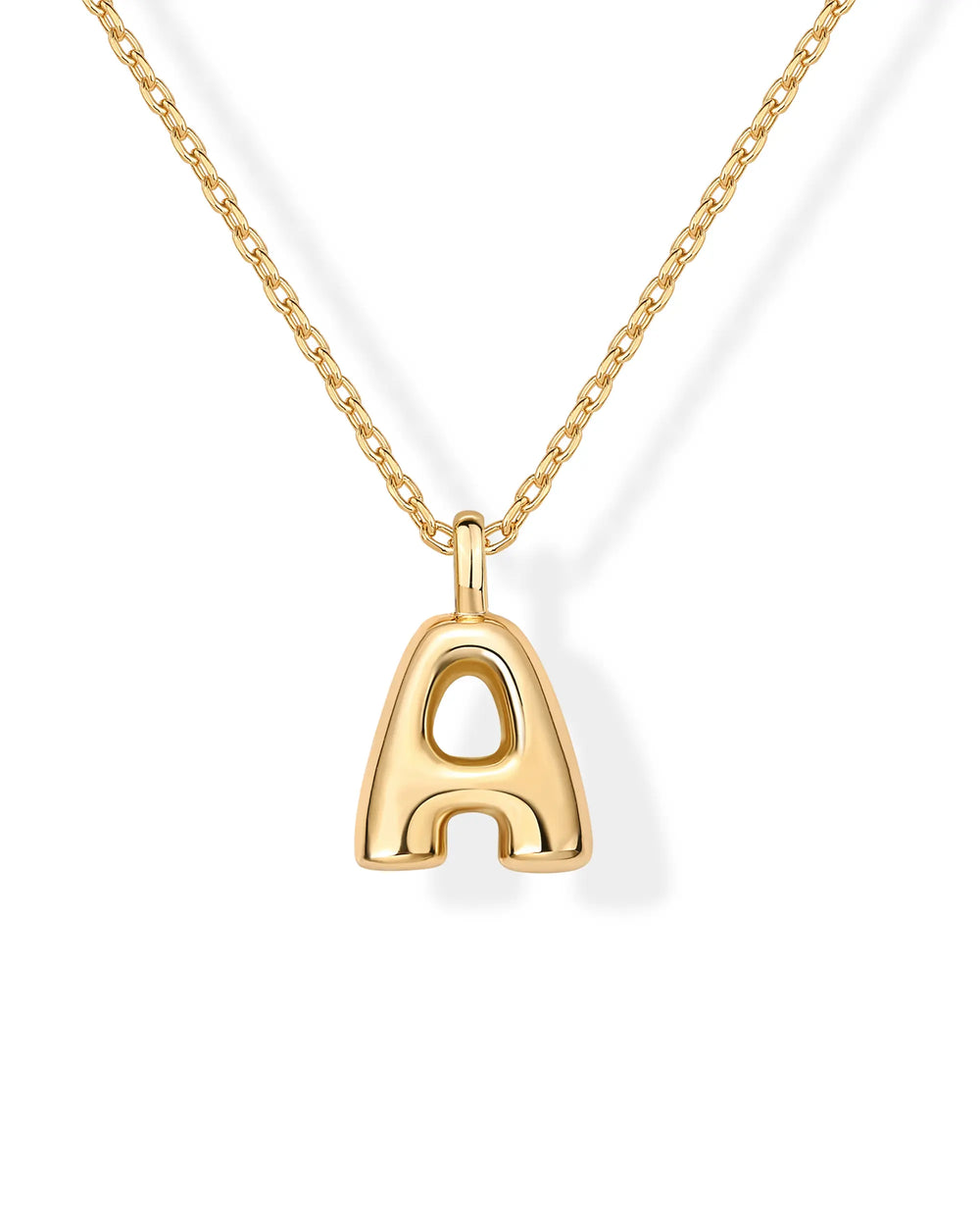 PAVOI 14K Gold Plated Dainty Chunky Bubble Initial Letter Pendant Necklace for Women