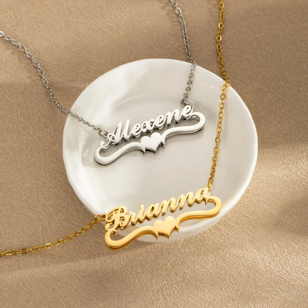 AS063 For Wife Girlfriend Customized Stainless Steel Love Double Layers Design Name Necklace DIY Gift To Make Mom Cry Necklace Best Gift For Mother's Day