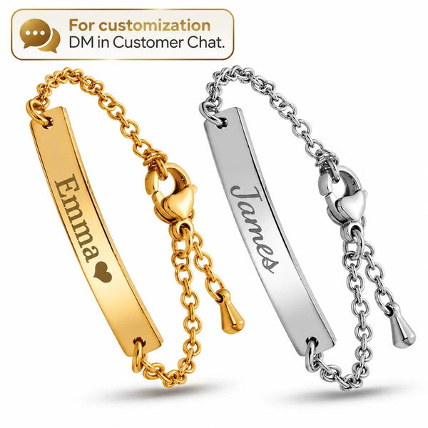 JEXIVA Unisex Personalized Baby Name Bar Bracelet-Anklet, Custom Stainless Steel Non-Tarnish Jewelry, Gold-Silver Adjustable Waterproof Chain, Secure Clasp Hold