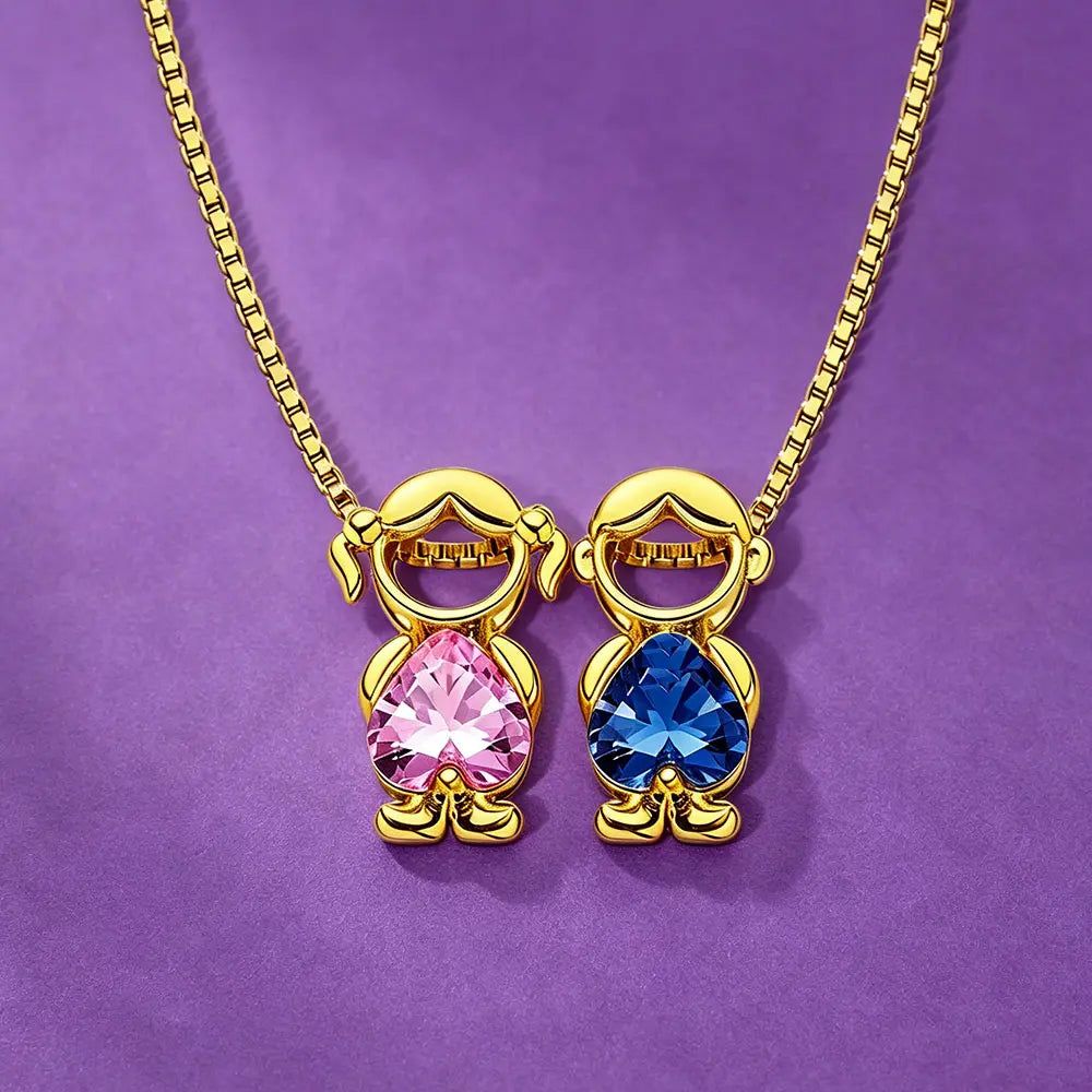 AS369 Children Birthstone Necklace Boy & Girl Charm Necklace New Mom Gift Necklace with Kids