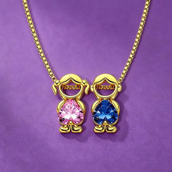 AS369 Children Birthstone Necklace Boy & Girl Charm Necklace New Mom Gift Necklace with Kids