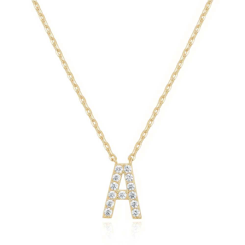 PAVOI Cubic Zirconia Initial Necklace