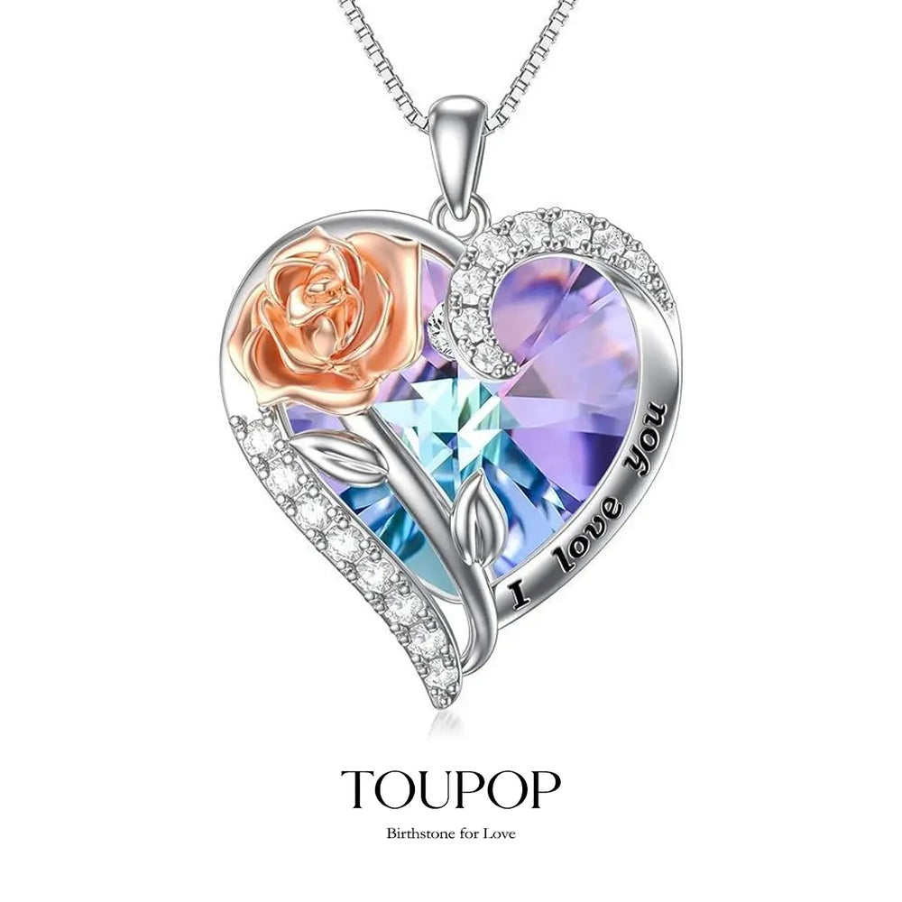 TOUPOP Women's 925 Sterling Silver Birthstone Necklace