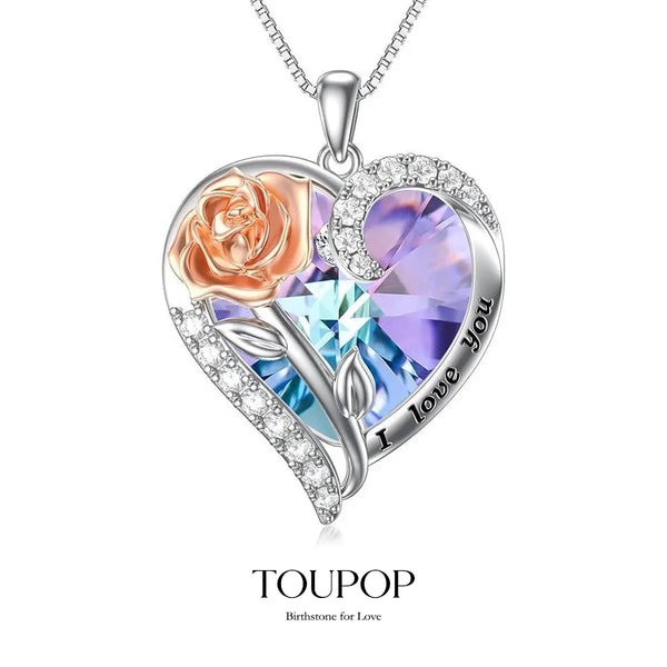 TOUPOP Women's 925 Sterling Silver Birthstone Necklace