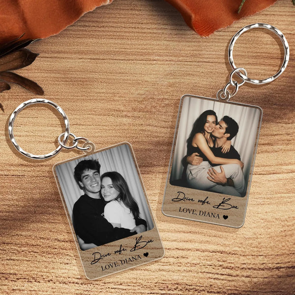 Custom Drive Safe Photo Keychain, Personalized Valentine's Gift For Him, Boyfriend, Husband