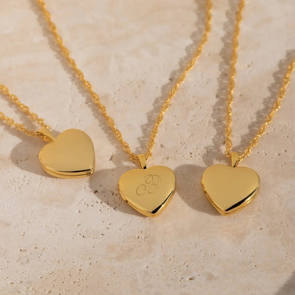 Initial Heart Locket Necklace by Caitlyn Minimalist