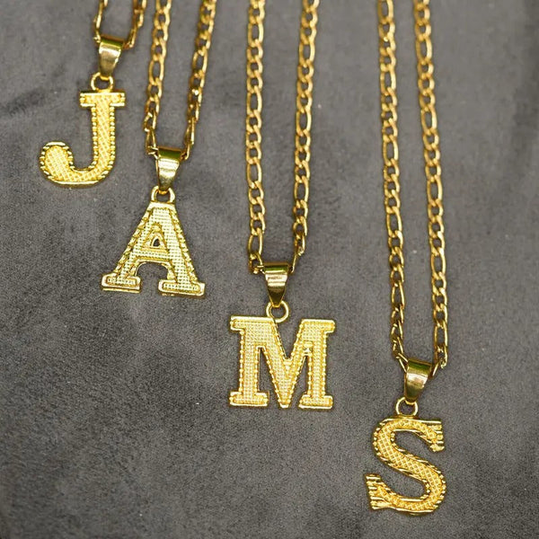 GGIRL 18K Gold-Plated Vintage Stainless Steel Alphabet Theme Initial Necklace