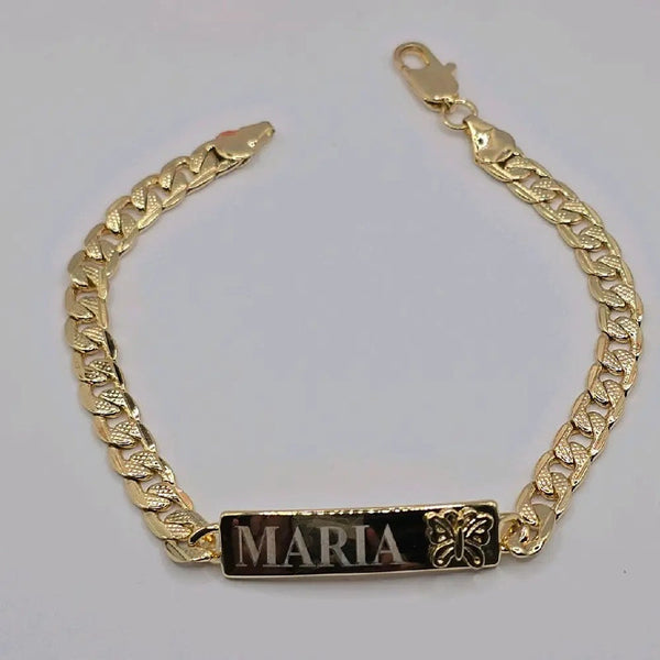 Butterfly ID BRACELET Cuban link style gold-plated 8"inches ENGRAVING AVAILABLE leave a note with your name women